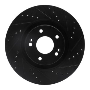 Hyundai Tucson Brake Rotor (1) - Front Right - R1 Concepts - Drilled & Slotted - Black - `11-`25